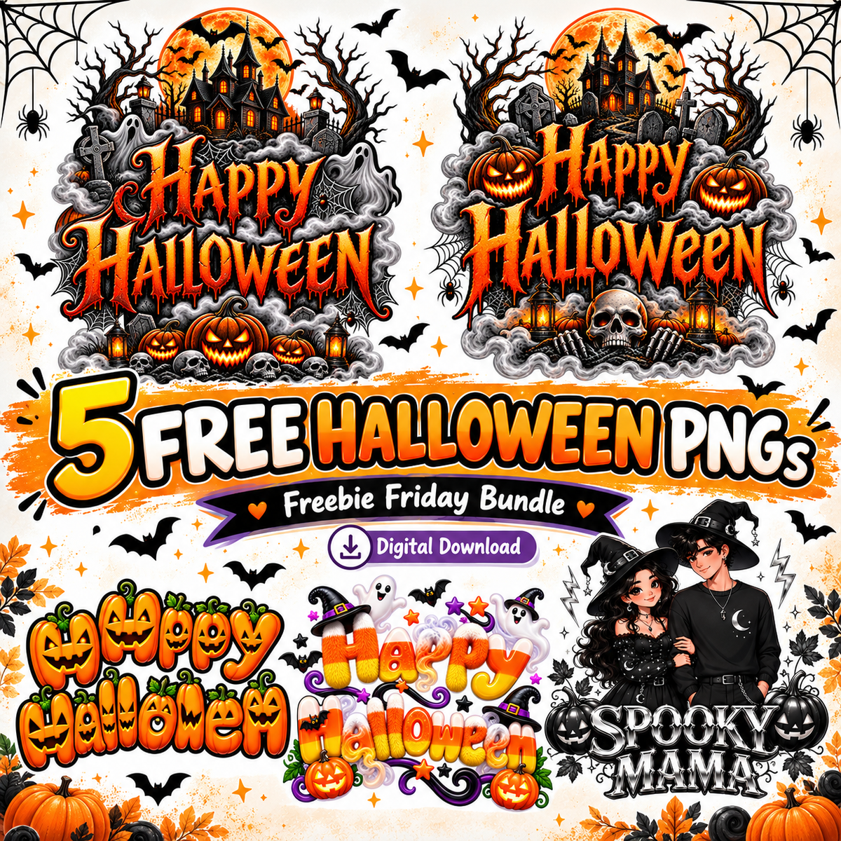 Freebie Friday: 5 Free Halloween PNG Bundle